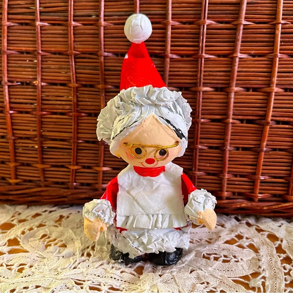 Vintage Mrs Claus Paper Mache Figurine Christmas